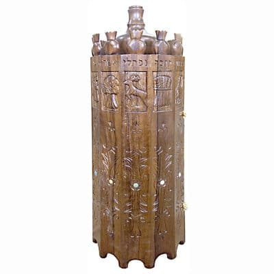 solid wood sephardi torah case with hand carving