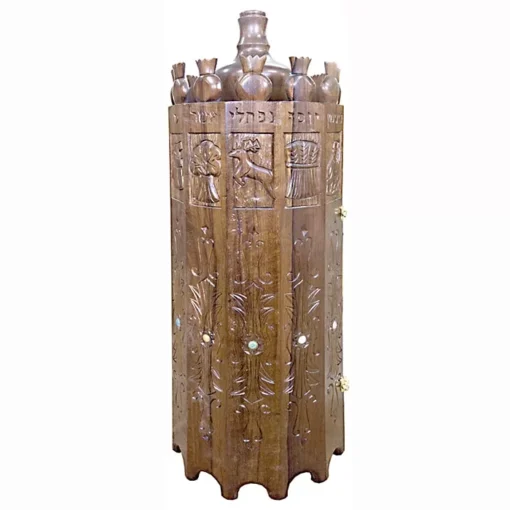 solid wood sephardi torah case with hand carving