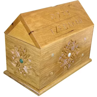 tzedakah box custom built from solid wood for the Brooklyn Children's museum