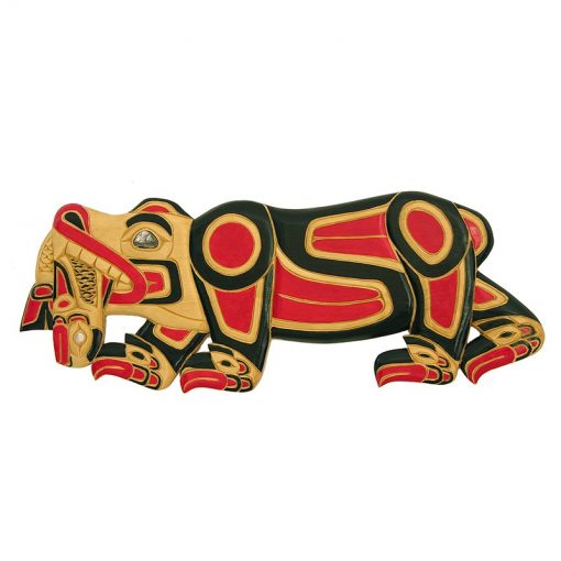 northwest coast story carving of bear with salmon